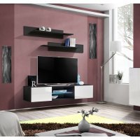 Comoda TV FLY Genarom AM 25 ZW FY TYP 33 Negru / Alb Lucios